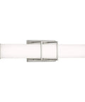 Phase Two Point Two LED 24 Inch White Shade Sleek Modern Bath Vanity Light in Brushed Nickel with Slim Acrylic Frame, frontal view
