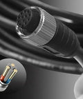 Close-up of M12 12 Pin A Code Connector Cable Male To Female IP67 Waterproof Industrial Extension Wire 30V 1.5A, showing cable structure.