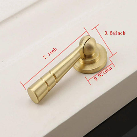 Two Pieces Brass Tear Drop Cabinet Knob Pulls Pendant Antique Style Gold Hardware For Cabinets Drawers Dressers And Furniture With 2 By 0.64 Inches Length And 0.92 Inch Diameter Gasket, show the size guidelines on a white background