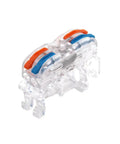 Snag This Compact DIN Rail Wire Connector Terminal Block For Tool Free Push In Spring Clamp Wiring On Solid Or Stranded Conductors Inside Your Industrial Control Panels With Flame Retardant Housing And 32A Rated Snazzy Tech For LED Lighting Setup transparent push-in terminal block with orange and blue levers, 32A