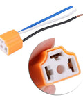 High Octane H4 9003 And HB2 Headlight Connectors Paired With Pre Wired Ceramic Sockets Two Pack close-up view of orange socket.