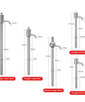 Dimensions of Hand Operated Manual Fluid Transfer Pump Stainless Steel Portable Siphon For Gas, Oil And Water Home Brewing Garage Work Reliable Gear.
