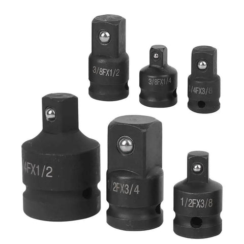 Sorandy 6Pcs Impact Socket Converter Kit CR MO Chrome Moly Steel Ball Bearing Tool with Secure Hold Rust Proof Surface For Auto Repair And CNC Machines Heavy Duty, 1/4 to 3/4 adapters