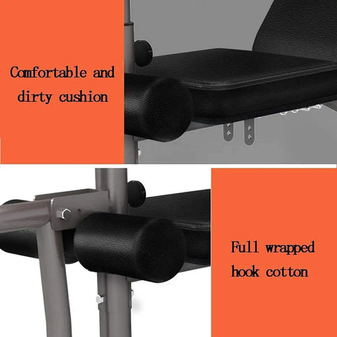 Adjustable Weight Bench For Full Body Dumbbell Workouts Cushioned Non Slip with wrapped hook cotton padding detail.