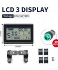 KT LCD3 Electric Bike Display Meter with Waterproof Plug for KT Controller showing dimensions and plug details.