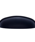 Flat Black Bin Cup Drawer Pulls 4.13 Inch Length 3 Inch Hole Center Projection 1.22 Inch Modern Cabinet Handles front view