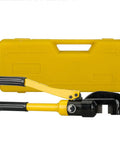 8 Ton Hydraulic Rebar Cutter For Steel Rods Up To 16mm with yellow case, heavy duty handheld tool for concrete projects.
