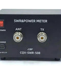 Front view of Power Meter CQV-SWR-508 1.8-54MHz Digital Standing Wave Meter with ANT and TX ports visible