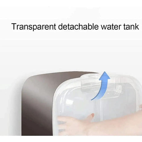 Transparent detachable water tank for Totally Hassle Free Compact Countertop Dishwasher with quick removal feature.
