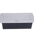 Recessed Pop Up Countertop Outlet With 20W Fast Charging Dual AC Outlets And USB A USB C Ports compact design in silver and black.
