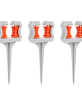 Three Pack Garden Hose Guide Spikes With Durable ABS Roller Guides for plant protection, shown in a frontal view.