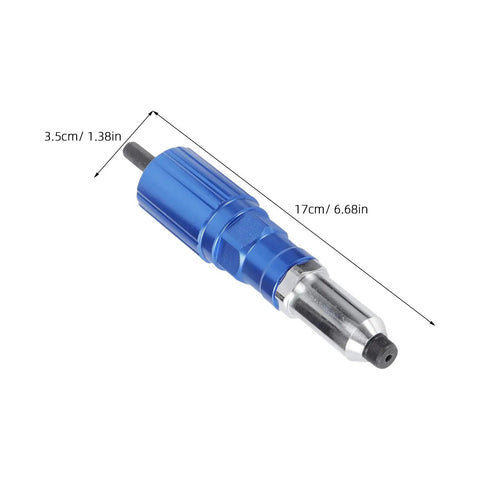 Top Tier Cordless Drill Rivet Nut Adapter Kit Featuring Super Durable Aluminum Alloy Construction With Comfort Grip Handle For Easy Furniture Build And On The Fly Mechanical Work Using Reliable Fastener Tools, 17cm blue adapter, 3.5cm wide