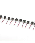 10 Pack Micro Flat Vibration Motors 3V DC 12000RPM Two Wire Tiny Pager Vibe Motors laid in a row for Mobile Phones Electronics Toys.