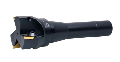 2 Inch Carbide Indexable End Mill With R8 Shank And 3 TPG 322 Inserts For Versatile Metal Milling, Positive Rake 90 Degree Right Hand Cut, 7/16-20 Bridgeport Thread, Ready To Plug And Play In CNC Or Manual Milling Machines
