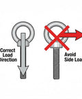 Tough As Nails Heavy Duty 304 Stainless Shoulder Eye Bolts Set, 3/8-16 Thread, 6 Inch Long, 20 Pcs With Nuts And Washers, Fixing Kit For Wood Metal And Outdoor Projects. Diagram showing correct load direction and avoid side load.
