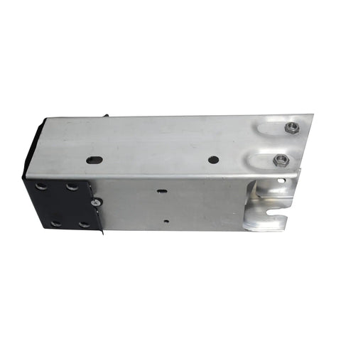 One Piece Left Front Lower Bumper Rail Extension Bracket Fits Tesla Model 3 2017 Through 2021 shown from above with steel finish.