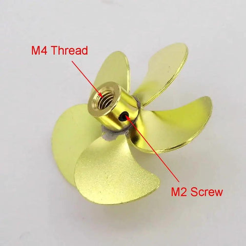 Five Blade Copper RC Boat Propeller 33mm M4 Impeller For Scale Marine Submarine Fishing Tug Boats Left Hand Rotation Durable Soldered