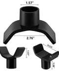 Universal 12 Ton Bottle Jack Adapter for Round and Square Tubes with measurements, angled base, cradle style for stable lift