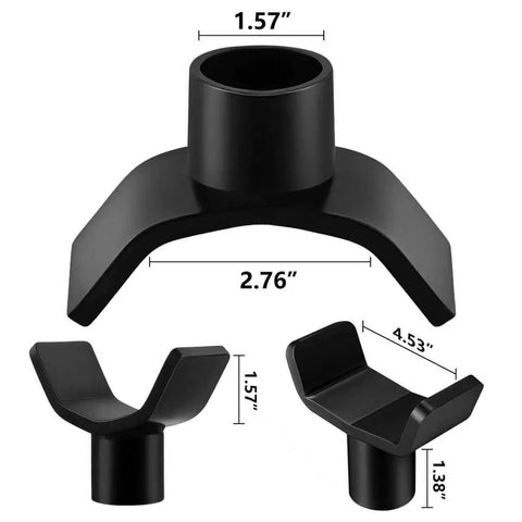 Universal 12 Ton Bottle Jack Adapter for Round and Square Tubes with measurements, angled base, cradle style for stable lift