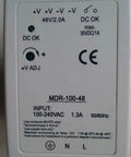 Rock Solid Din Rail Switching Power Supply Kickin Out 100 Watts Of Clean 48VDC Current back view with input/output details.