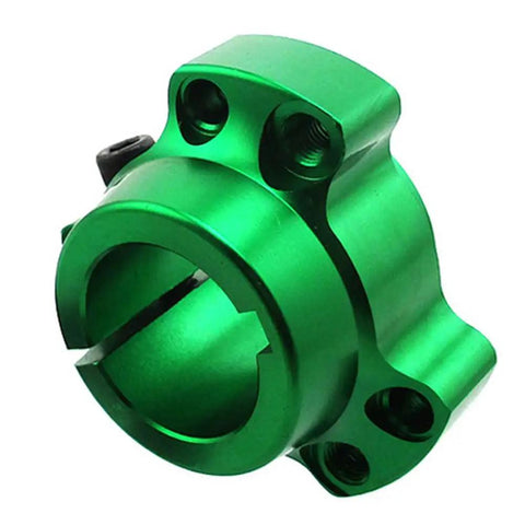 Lightweight Billet Rear Wheel Hub For Drift Trike And Go Kart 1-1/4 Inch Green Racing Drum Kit with smooth aluminum finish.