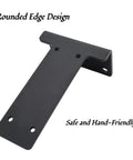 Heavy Duty Floating Shelf Brackets, Hidden Black L Brackets For Wood Walls, Rounded Edge Design, Thick Iron, Rust Resistant