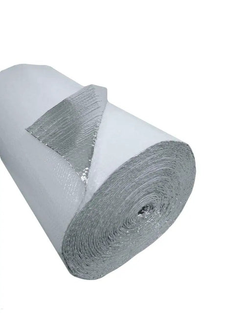 Rock Solid Double Bubble Reflective Foil Insulation R8 Thermal Barrier Roll 48 Inches By 100 Feet, showing rolled foil insulation material.