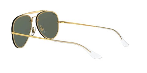 Blaze Aviator Sunglasses For Unisex, Gold Frames With Dark Green Lenses, 61 Millimeter Size, Non Polarized Plastic Lenses, Side View