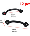 Zinc Alloy Modern Black Pull Handle For Wardrobe Cupboard And Drawer Furniture Hardware Pack Of 12, dimensions shown