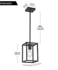 Dimensions of Industrial Black Metal Lantern Pendant Light 1 Light For Kitchen Island Dining Room Bar Cafe Adjustable Hanging
