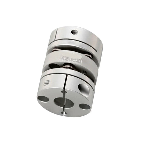 Badass Aluminum Flexible Double Disc Coupling Shaft With Rock Solid Alignment And Butter Smooth Rotation For CNC Router Machines Pro Tolerance D26 X 30 MM Quick Install close-up view of flexible double disc coupling