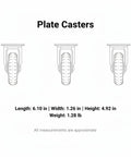 Heavy Duty Swivel Plate Caster Built Like A Tank Replacement Caster Wheel for Industrial Hand Trucks and Warehouse Dollies, dimensions shown.