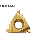 External And Internal Threading Carbide Inserts Set 11ER AG60 And 11IR AG60 For Lathe Tools, Heavy Duty, Fast Cutting, Low Friction