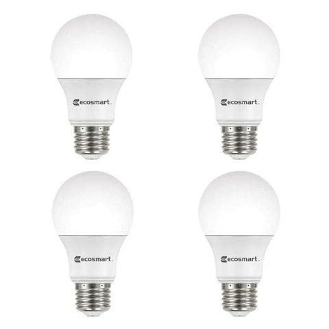 60W Equivalent Soft White A19 Dimmable LED Light Bulbs 800 Lumens Energy Star 2700K Warm Glow Lasting 15000 Hour Life 9.5W Replacement 4 Pack For Home