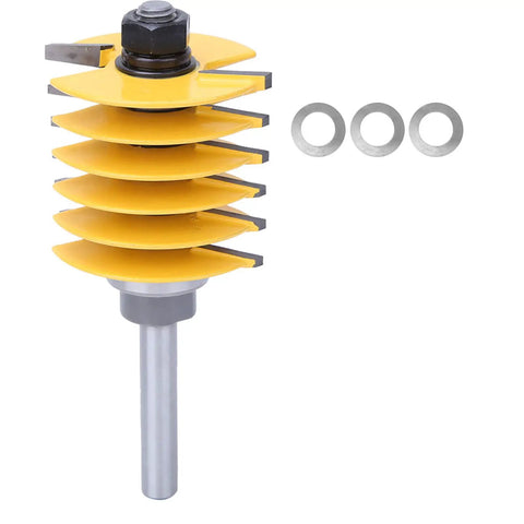Premium No Nonsense Box Joint And Finger Joint Router Bit With Heavy Duty 8Mm Shank Yg6 Alloy Cutter Head close-up with washers.