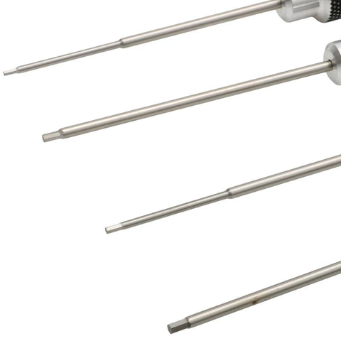 Four Piece SAE Hex Screwdriver Set With Anti Slip Handle For DIY Projects And Tiny Model Mods Includes 0.05 Inch One Sixteenth Inch Three Thirty Seconds Inch And Five Sixty Fourth Inch Hex Wrenches Built From Durable Steel For Precise Repairs