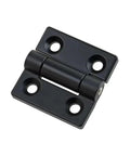 Front view of black zinc alloy door hinge damper with four mounting holes; 0.7 Nm torque.