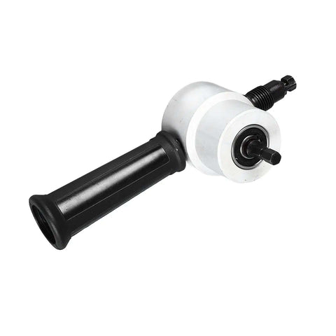 Double Head Sheet Metal Cutter Nibbler Drill Attachment With 360 Degree Adjustable Cutting Burr Free Finish shown in side view