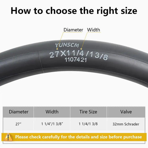 Two Pack Heavy Duty Bike Tubes With AV32mm Schrader Valve For 27x1 1/4 And 27x1 3/8 Tires 28/35-630 Inner Tubes