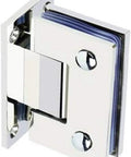 Premium Rock Solid Shower Glass Door Hinges For Eight To Twelve Millimeter Tempered Panels SUS304 Stainless Steel hinge hardware close-up.