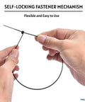 Close-up of hands using Heavy Duty 14 Inch Black Zip Ties 1000 Pack Self Locking UV Resistant Nylon Cable Ties for wires.