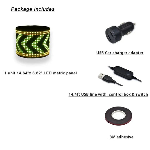 Package components for Bluetooth LED Matrix Panel With App Control And USB 5V Power Flexible LED Screen For Car Windows Shops Bars And Entrances Create Custom Scrolling Text Patterns And Animations On The Fly