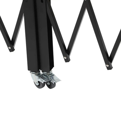 Heavy Duty Folding Security Gate Lock It Down And Keep Your Spot Safe With This 63 Inch Tall By 118 Inch Wide Black Metal Wall Mount Gate Featuring Diamond Grille And Padlock Loop For Garage Shop wheel assembly and folding design