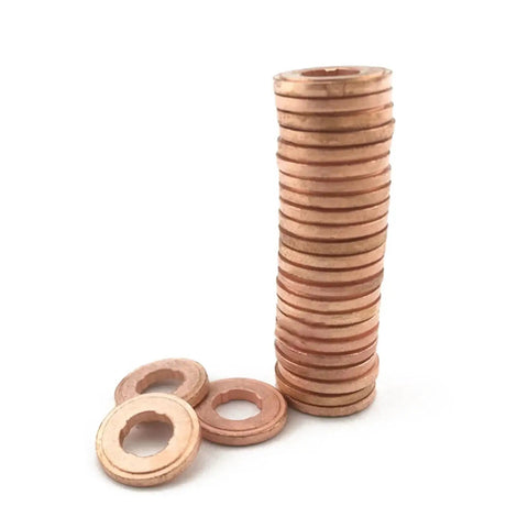 Sick Heat Resistant Flat Copper Washers 20pcs 7x15mm Common Rail Injector Seals Fuel Injection Repair Kit Universal Fit stacked copper washers