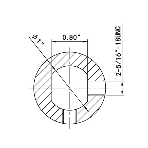 Technical drawing of Universal Steering U Joint 1 Inch DD X 1 Inch DD, 83mm Length, showing dimensions and specifications.