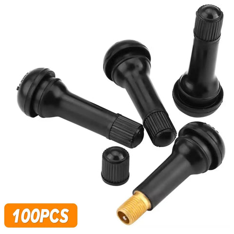 Durable Rubber Snap In Tire Valve Stems 0.453 Inch Tubeless Rim Holes Replacement Accessories Universal 100 Pack