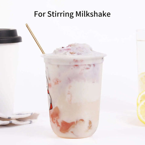 Gold Tone 6.7 Inch Long Handle Coffee And Tea Spoons Set Of 4 Stainless Steel Dope Stirring Spoons for Milkshake in cup