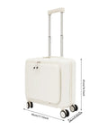 White 16 Inch Underseat Carry On Luggage Hard Shell With Spinner Wheels Airline Approved TSA Lock Front Pocket Ultra Lightweight