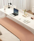Smooth Rolling Height Adjustable Laptop Desk On Wheels For Home Office And Bedside Setup, large white surface with laptop and decor.