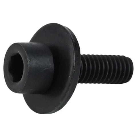 Saw Blade Clamp Flange Kit For Quick Install With Washer And Left Hand M6 Screw, black metal construction, side view.